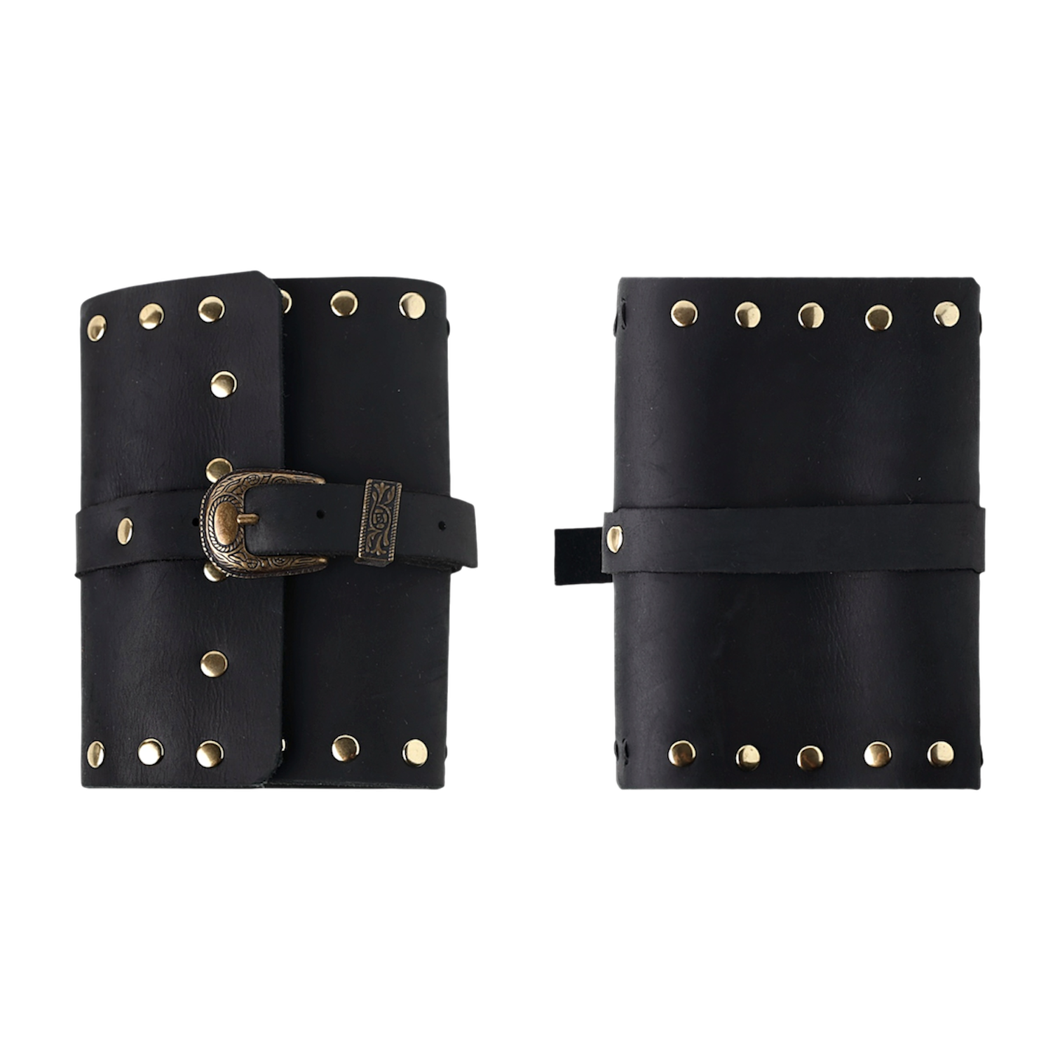 Statement trifold leather journal black a6