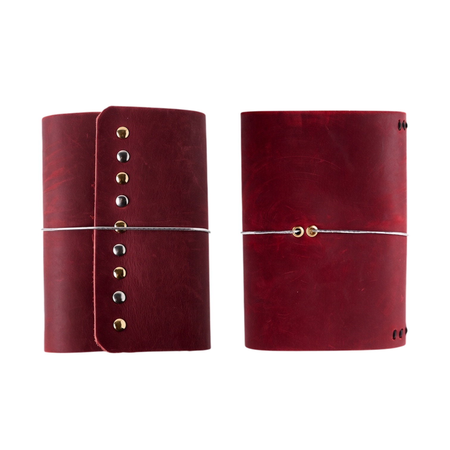 statement trifold leather journal red a6