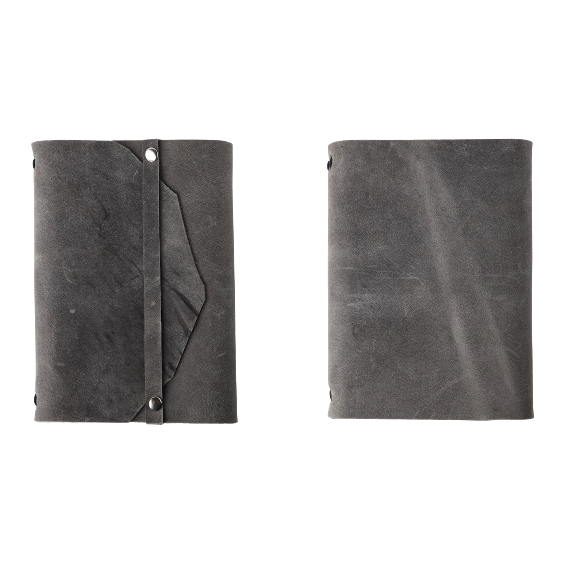 rustic trifold leather journal grey a6