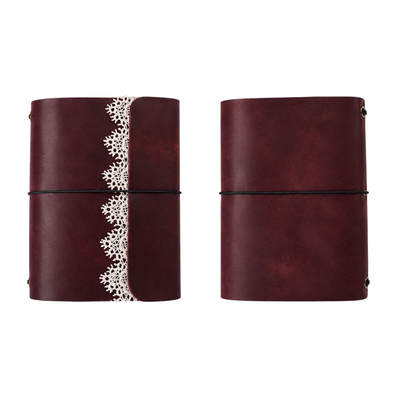 Poetic Trifold Leather Journal Dark Red A6