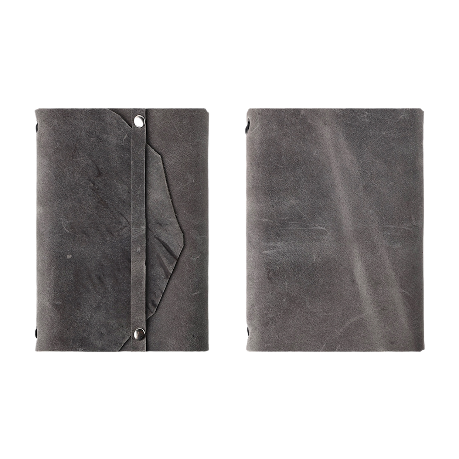 rustic trifold leather journal grey a6