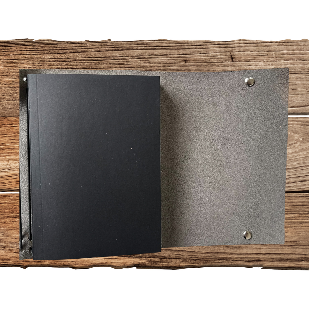Rustic Trifold Leather Journal Grey A6